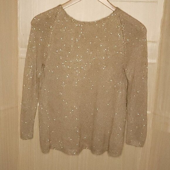 Zara Women's Gold Sparkle Sweater With Silky Back Detail Medium - Picture 1 of 9